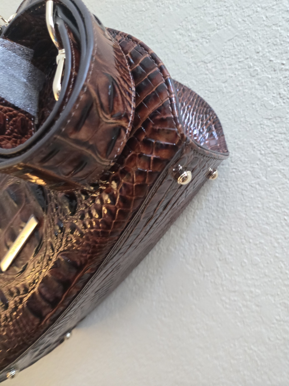 Brahmin Dark Brown Croc-Embossed Satchel - Picture 6 of 16